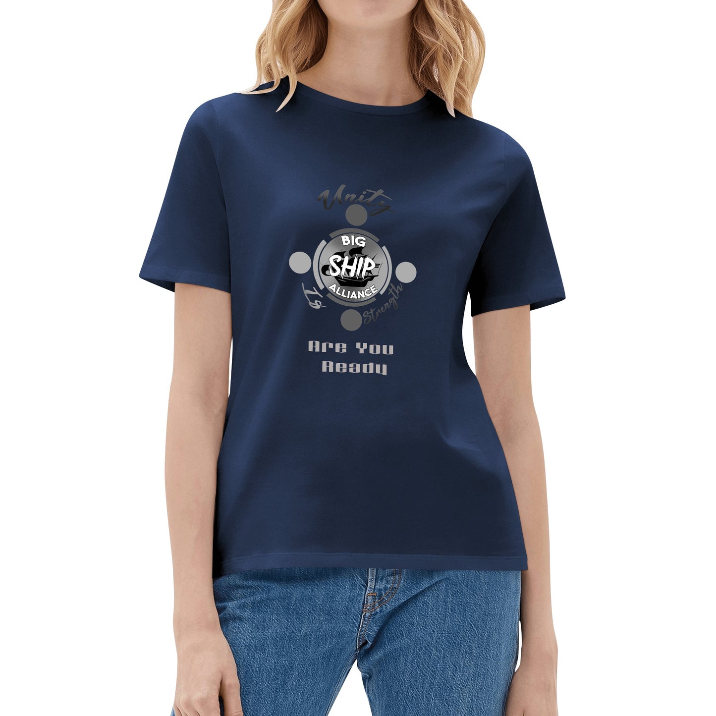 Women's Cotton Front/ Back Printed T Shirt In Four Colours - Big Ship Alliance