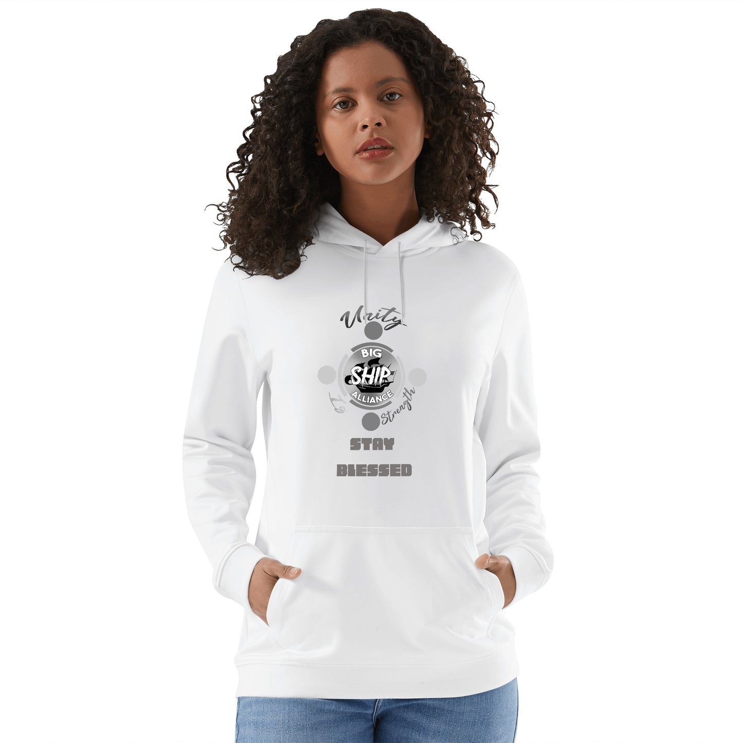 Big Ship Alliance Unisex Front & Back Print Cotton Hoodie In Four Colours