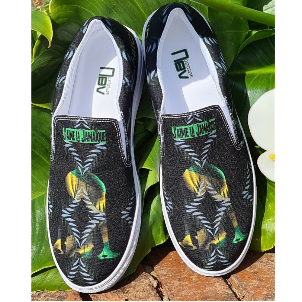 Love Jamaica - Nev custom-wear men’s slip-on canvas shoes