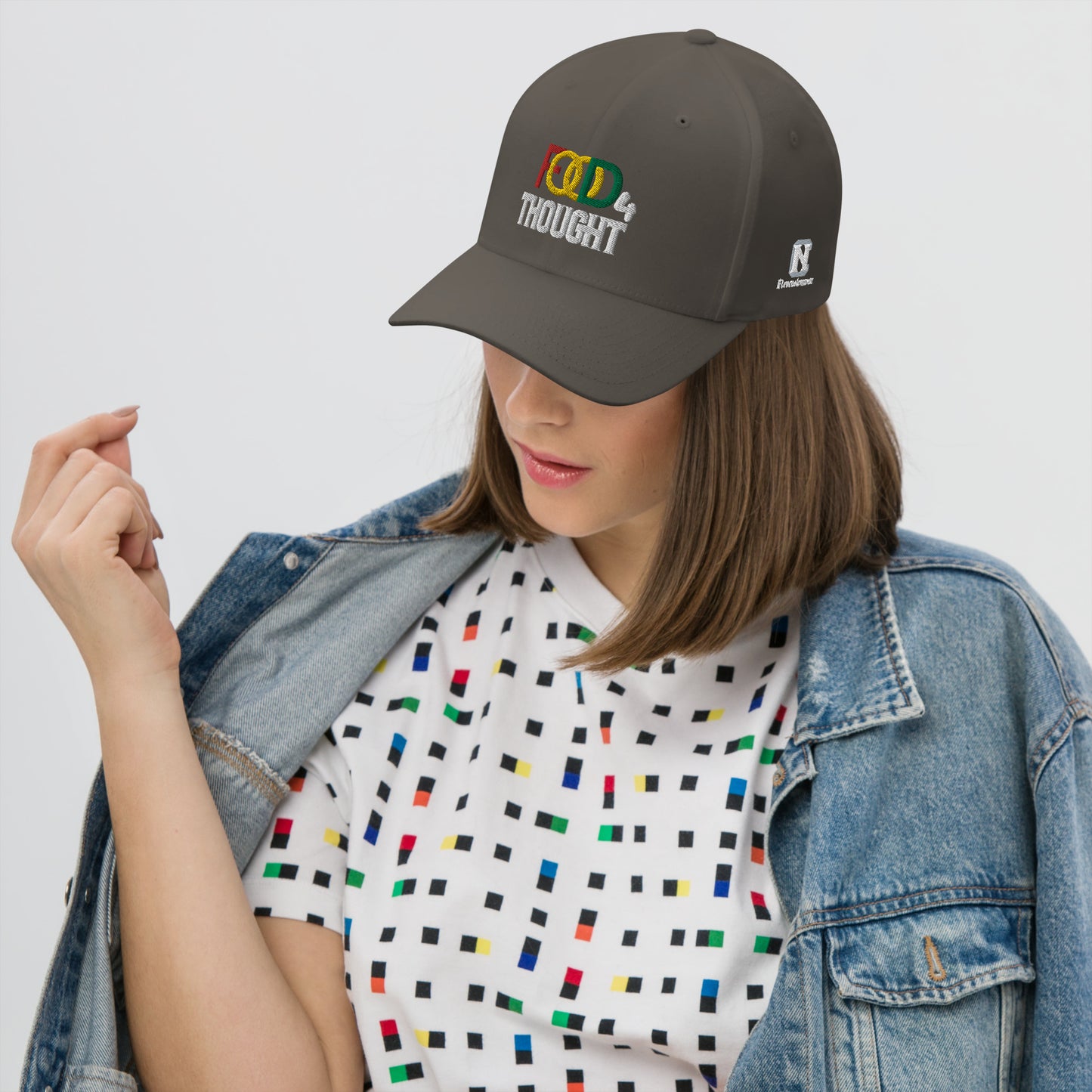 Food For Thought Colour Embroidered Structured Twill Cap - Front/Back/ Side