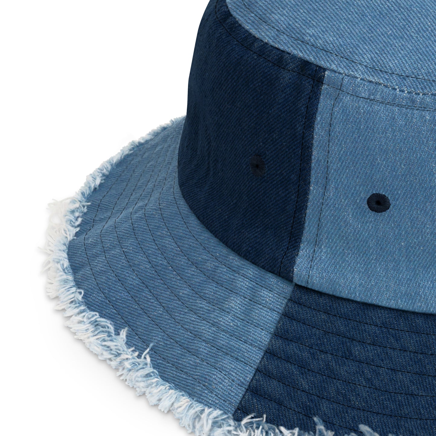 Hashtag 0121 Embroidered - Distressed Denim Bucket Hat